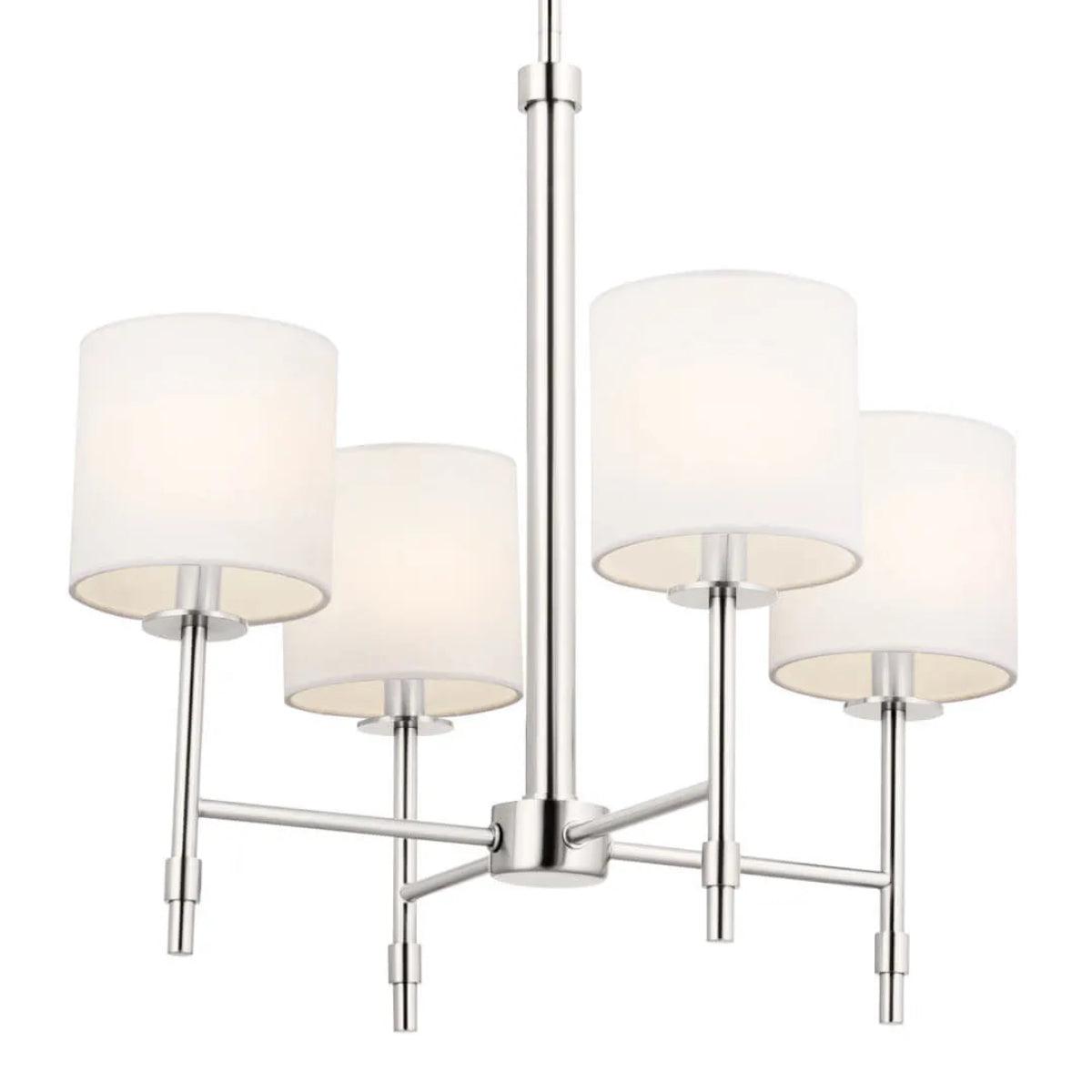 Ali 20" 4-Light Chandelier with Fabric Drum Shade, Polished Nickel Finish - Bees Lighting