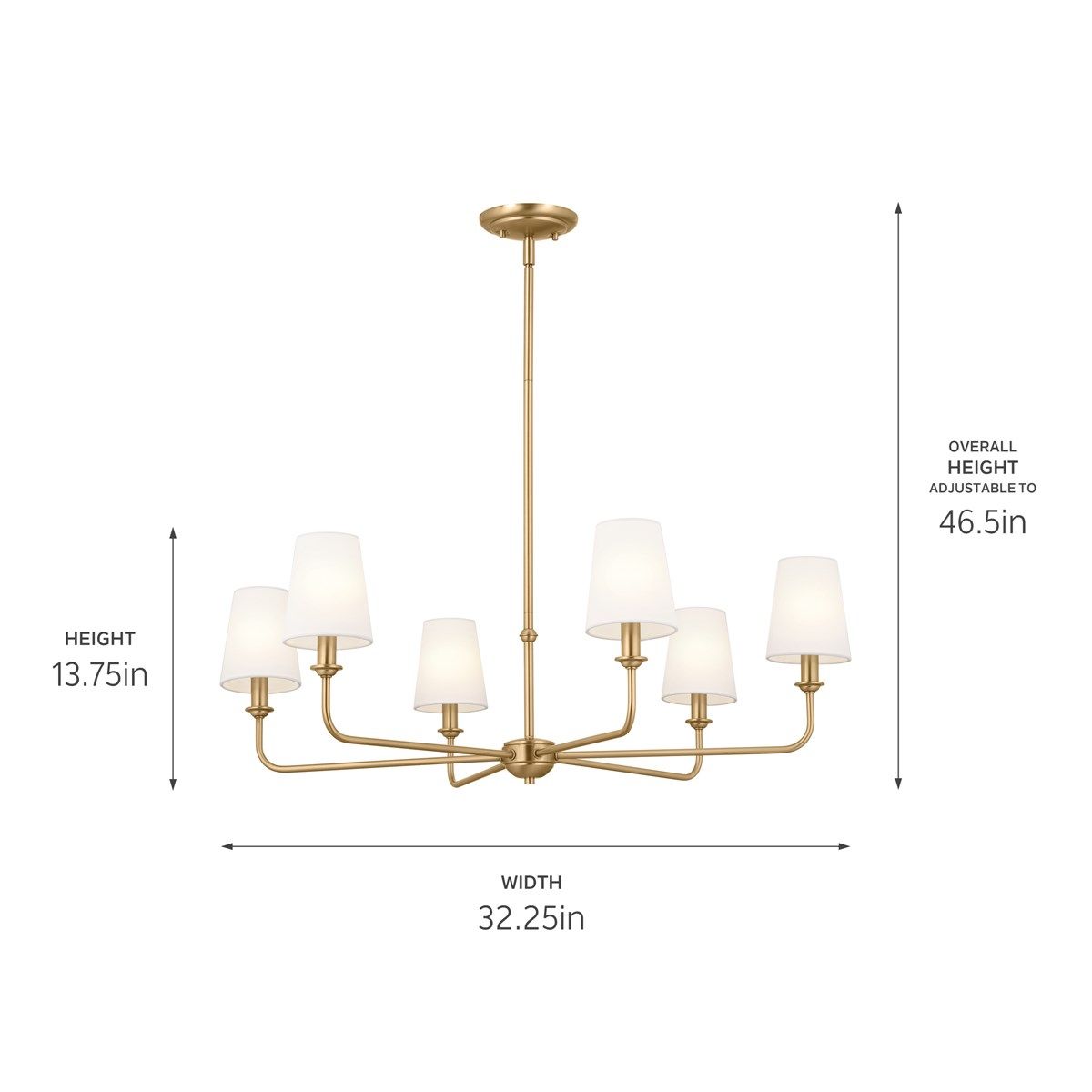 Pallas 33 in. 6 Lights Chandelier Brushed Brass finish - Bees Lighting