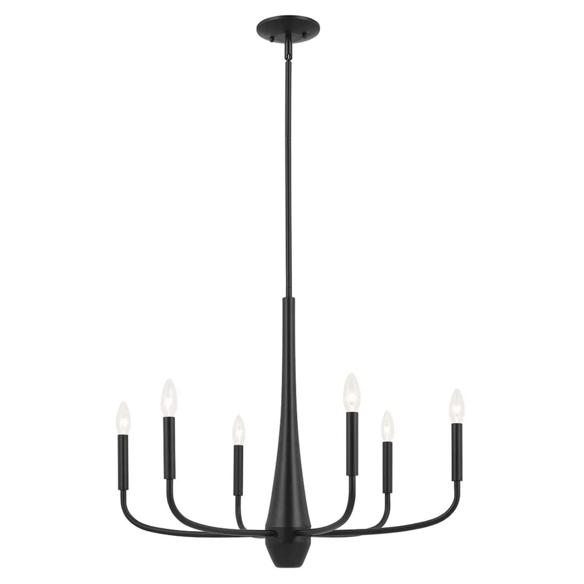 Deela 28" 6-Light Chandelier 1-Tier, Black Finish - Bees Lighting