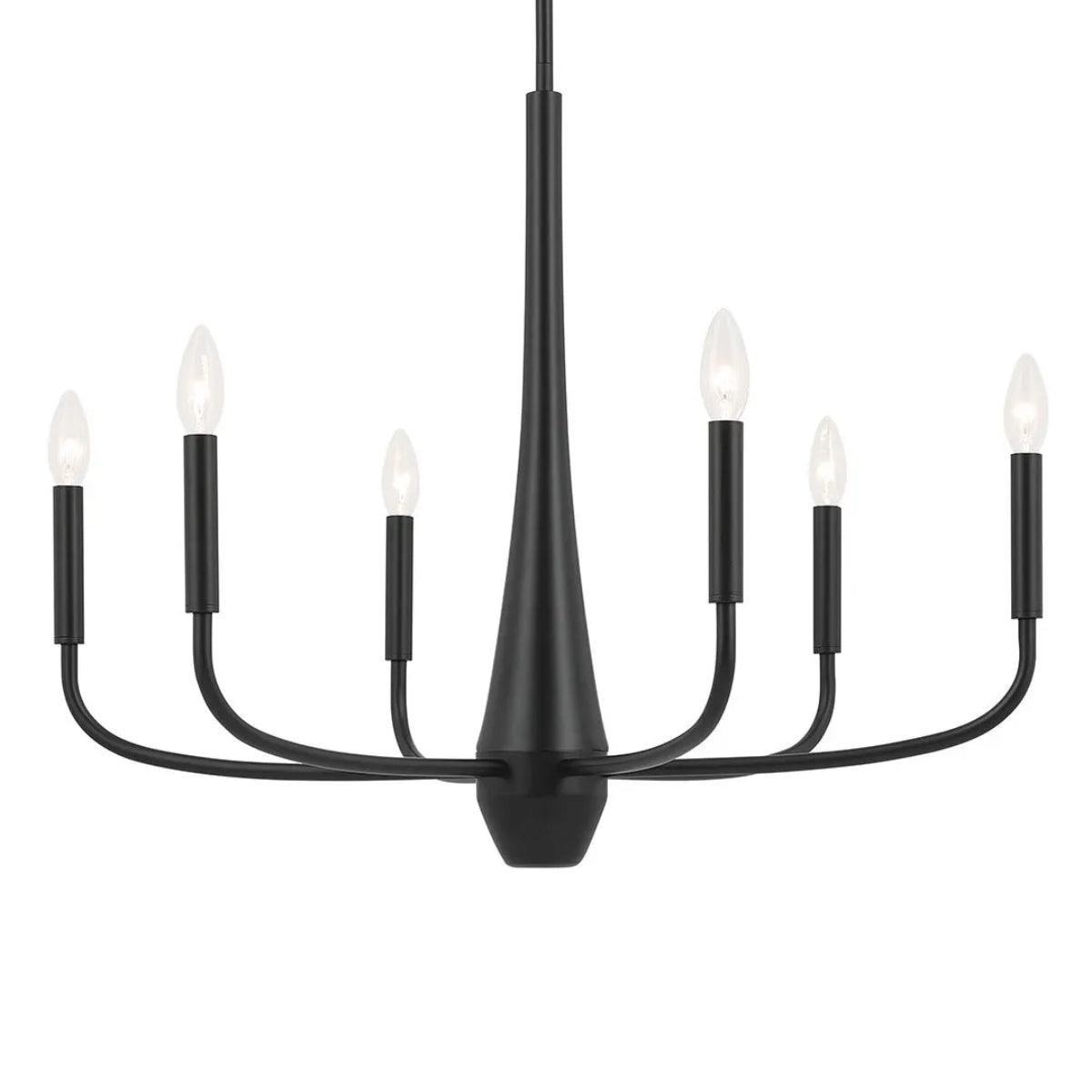 Deela 28" 6-Light Chandelier 1-Tier, Black Finish - Bees Lighting