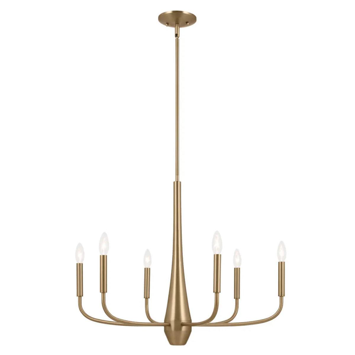 Deela 28" 6-Light Chandelier 1-Tier, Champagne Bronze Finish - Bees Lighting