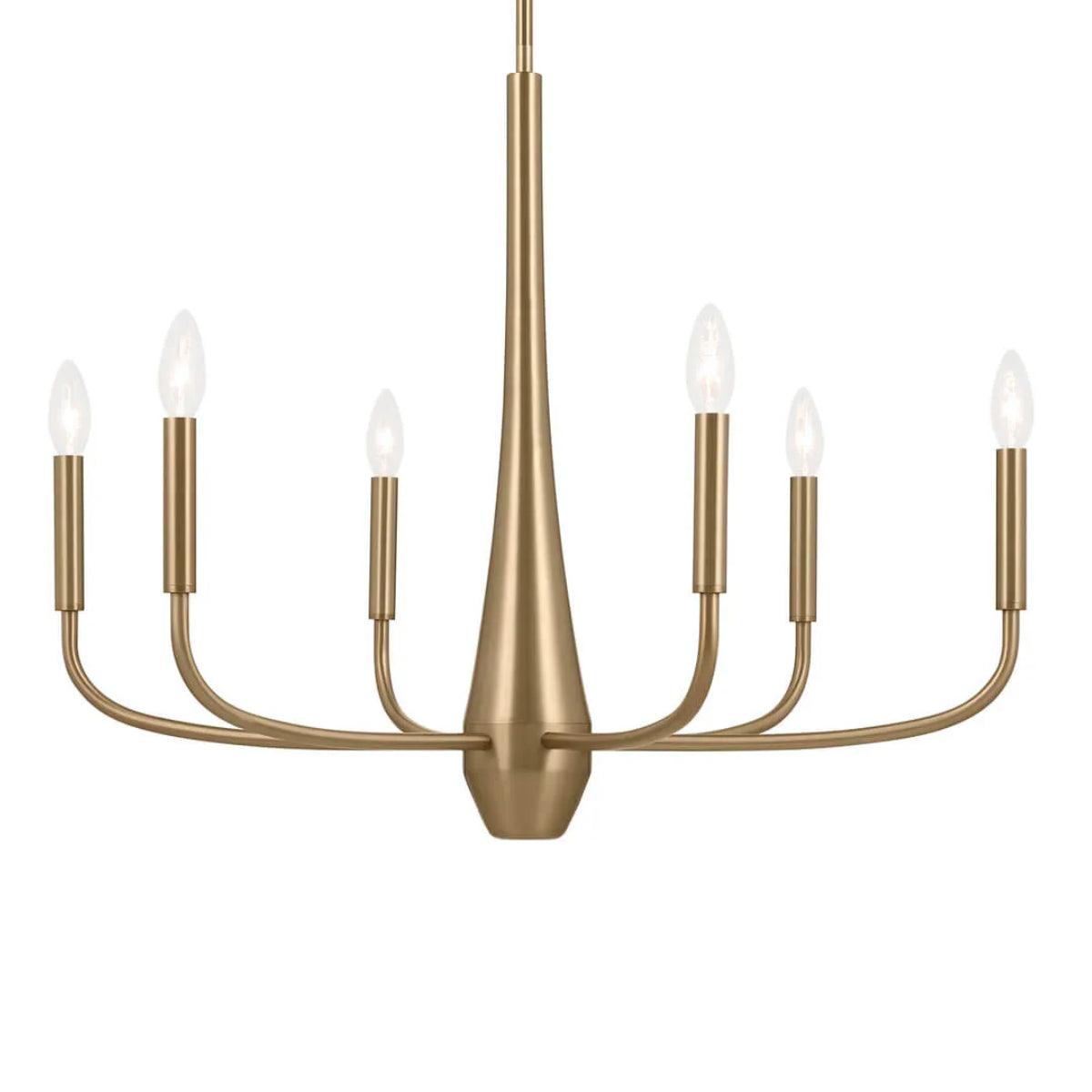 Deela 28" 6-Light Chandelier 1-Tier, Champagne Bronze Finish - Bees Lighting