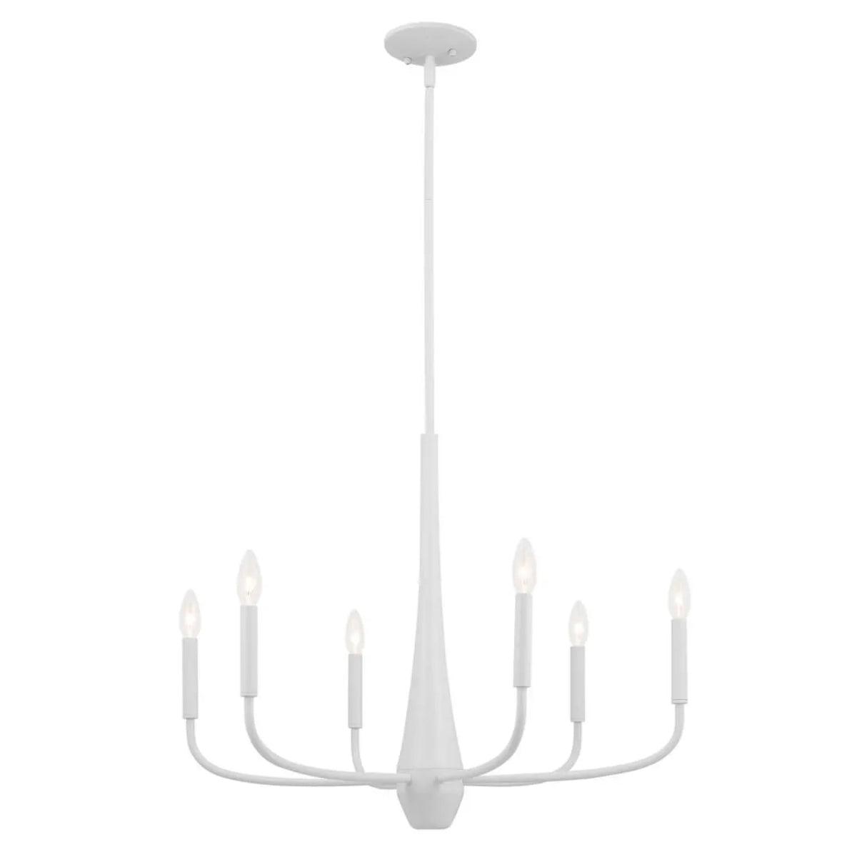 Deela 28" 6-Light Chandelier 1-Tier, White Finish - Bees Lighting