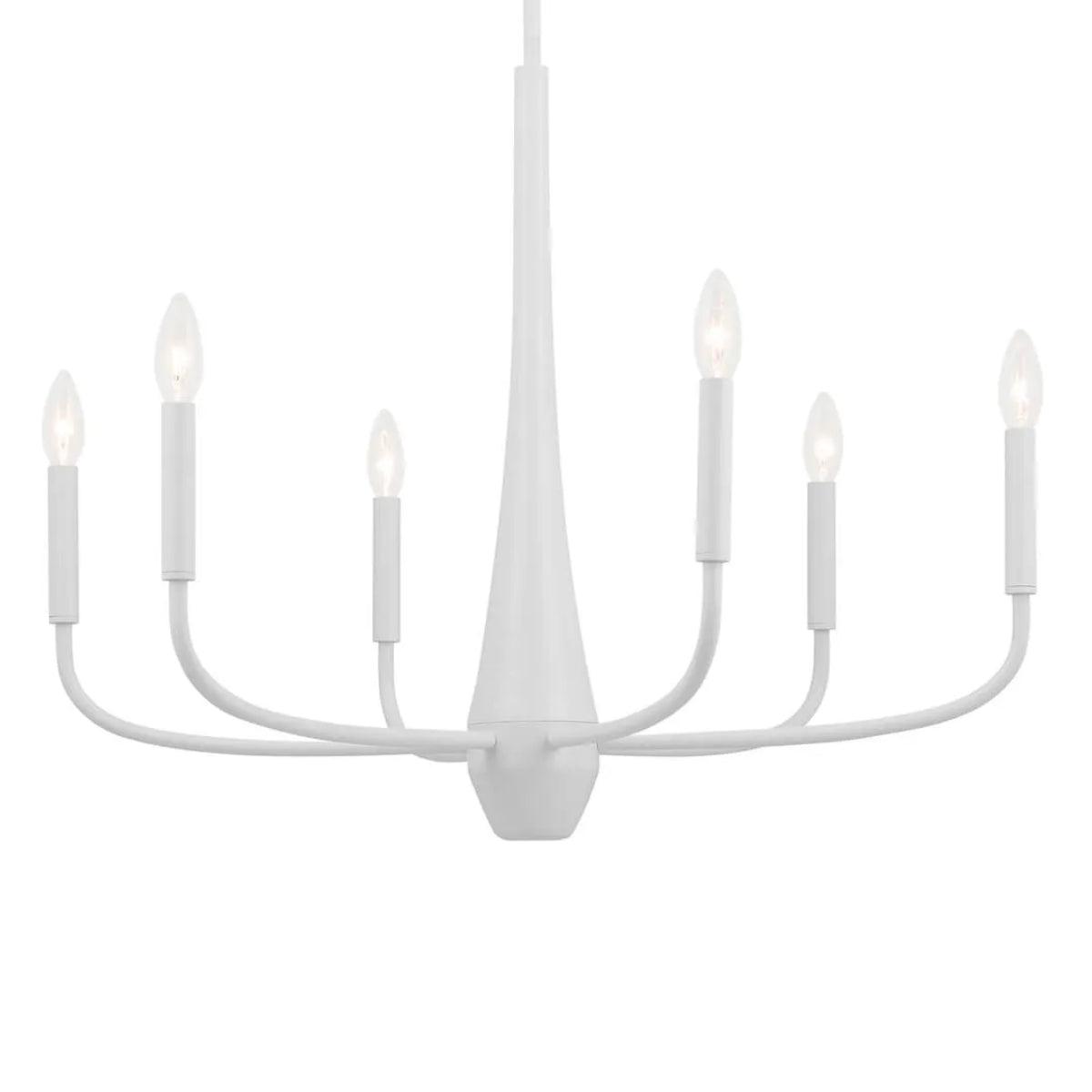 Deela 28" 6-Light Chandelier 1-Tier, White Finish - Bees Lighting