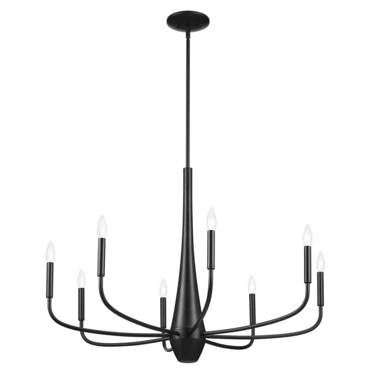 Deela 36" 8-Light Chandelier 1-Tier, Black Finish - Bees Lighting