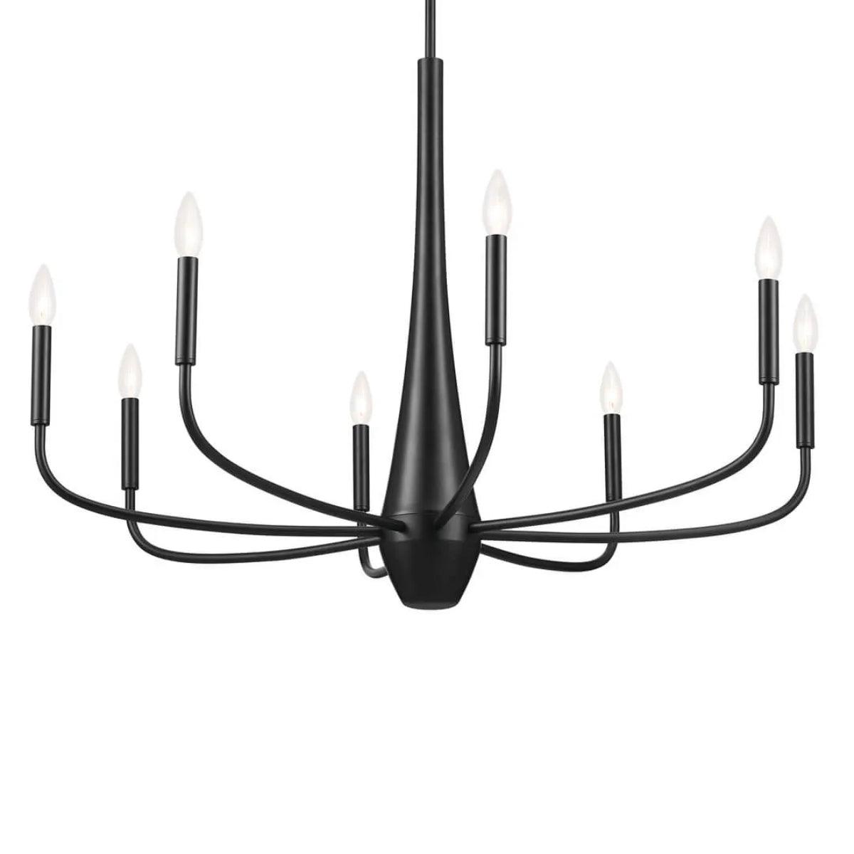 Deela 36" 8-Light Chandelier 1-Tier, Black Finish - Bees Lighting