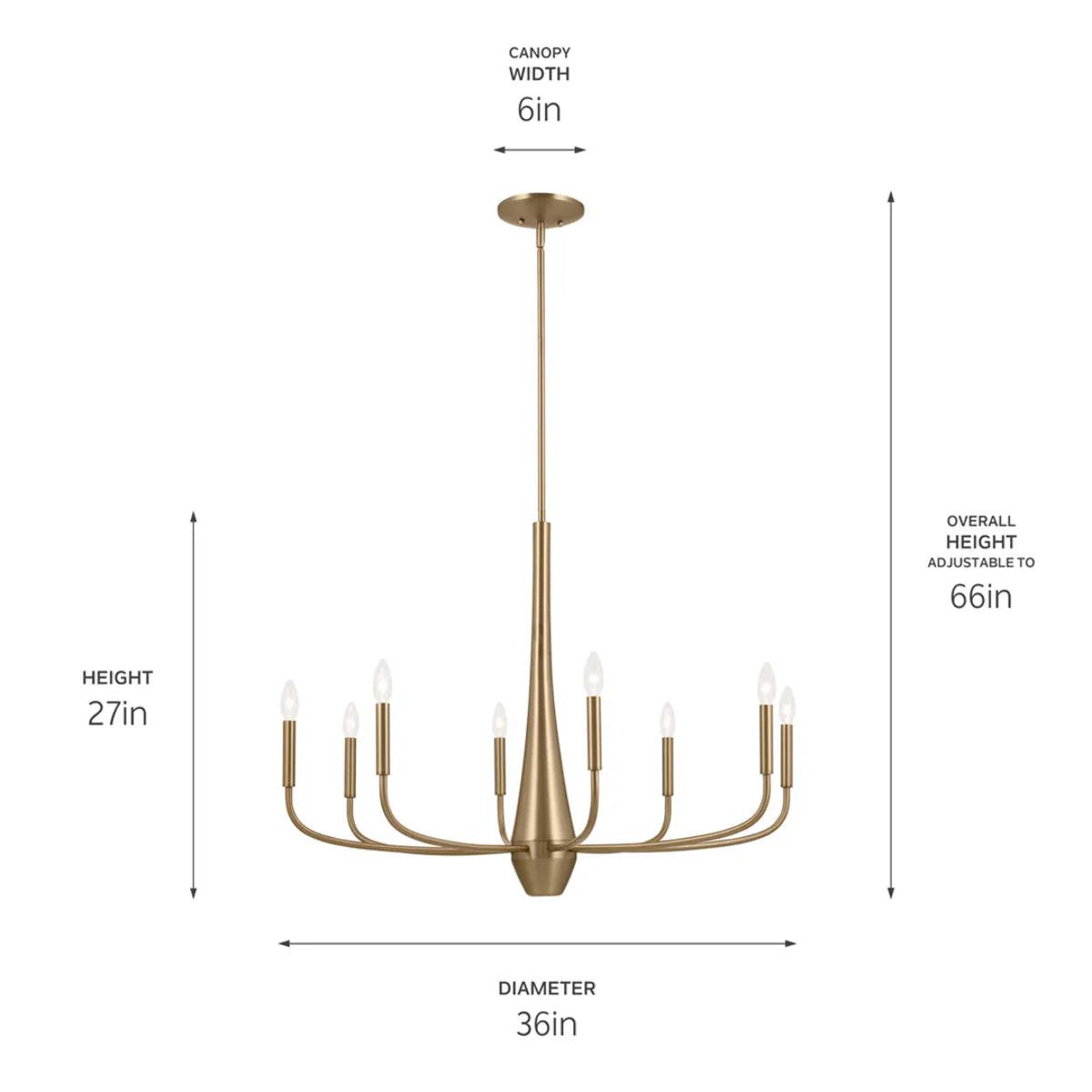 Deela 36" 8-Light Chandelier 1-Tier, Champagne Bronze Finish - Bees Lighting