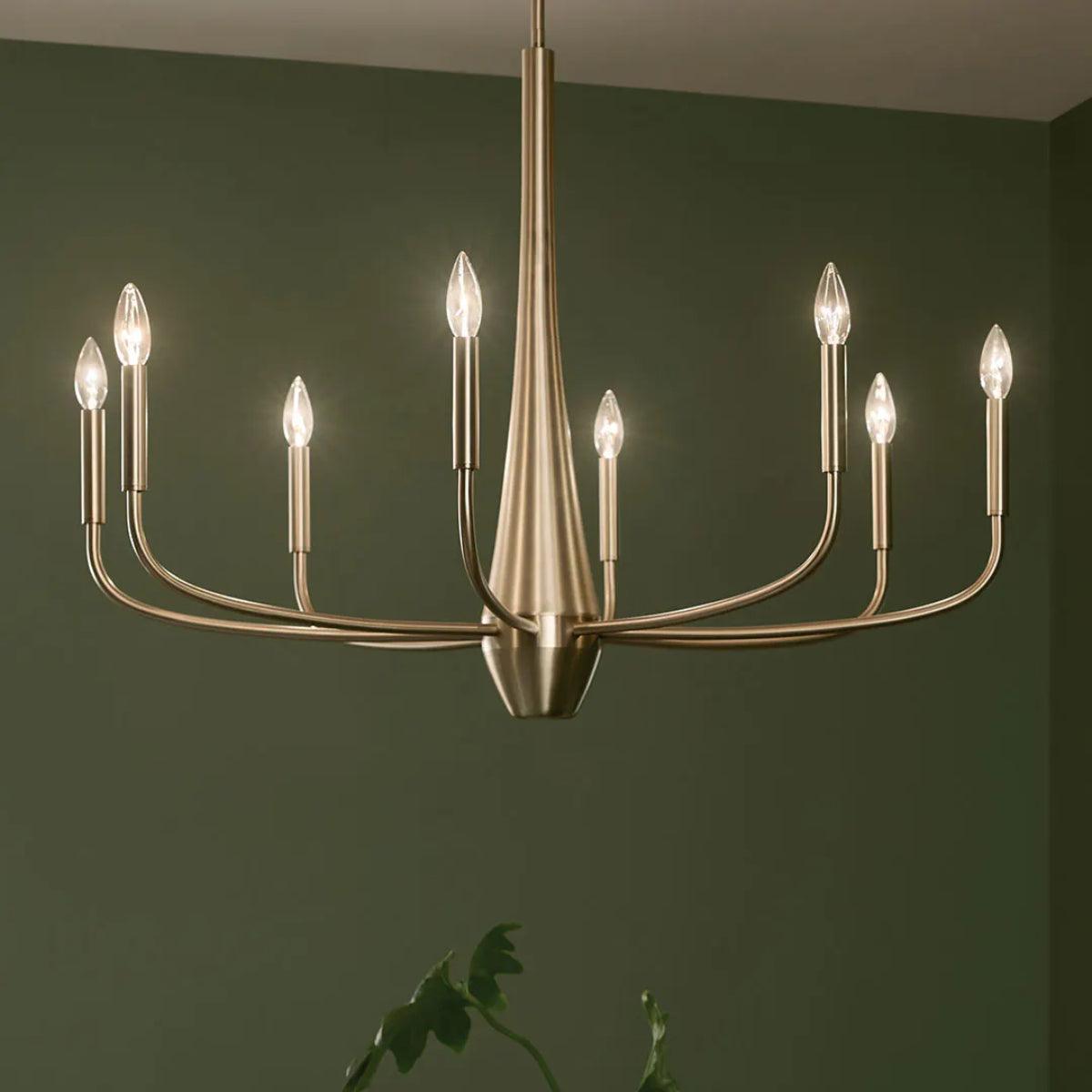 Deela 36" 8-Light Chandelier 1-Tier, Champagne Bronze Finish - Bees Lighting