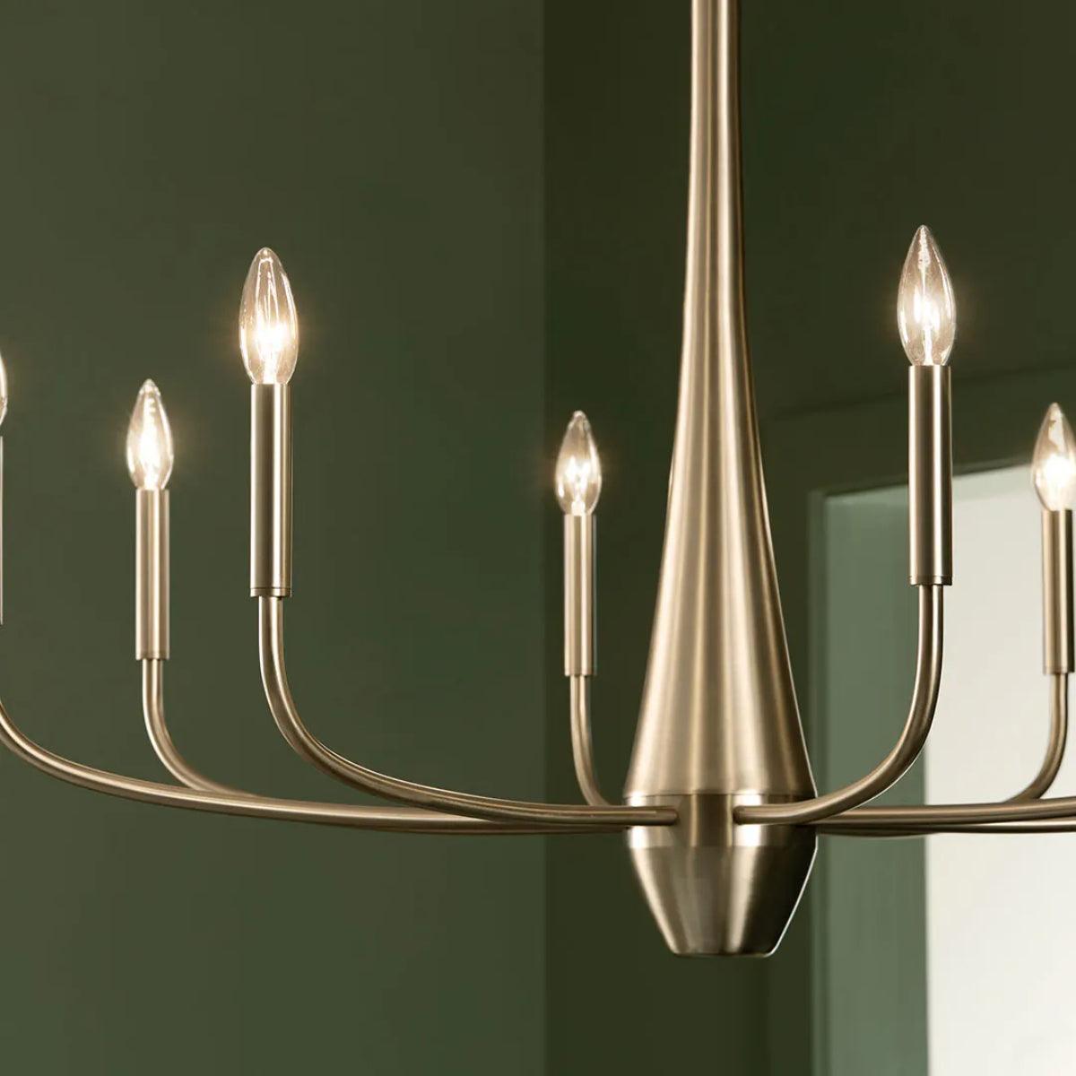 Deela 36" 8-Light Chandelier 1-Tier, Champagne Bronze Finish - Bees Lighting