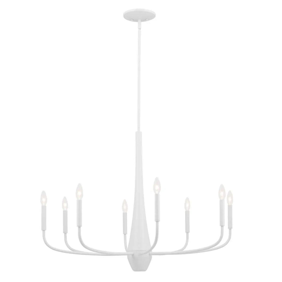 Deela 36" 8-Light Chandelier 1-Tier, White Finish - Bees Lighting