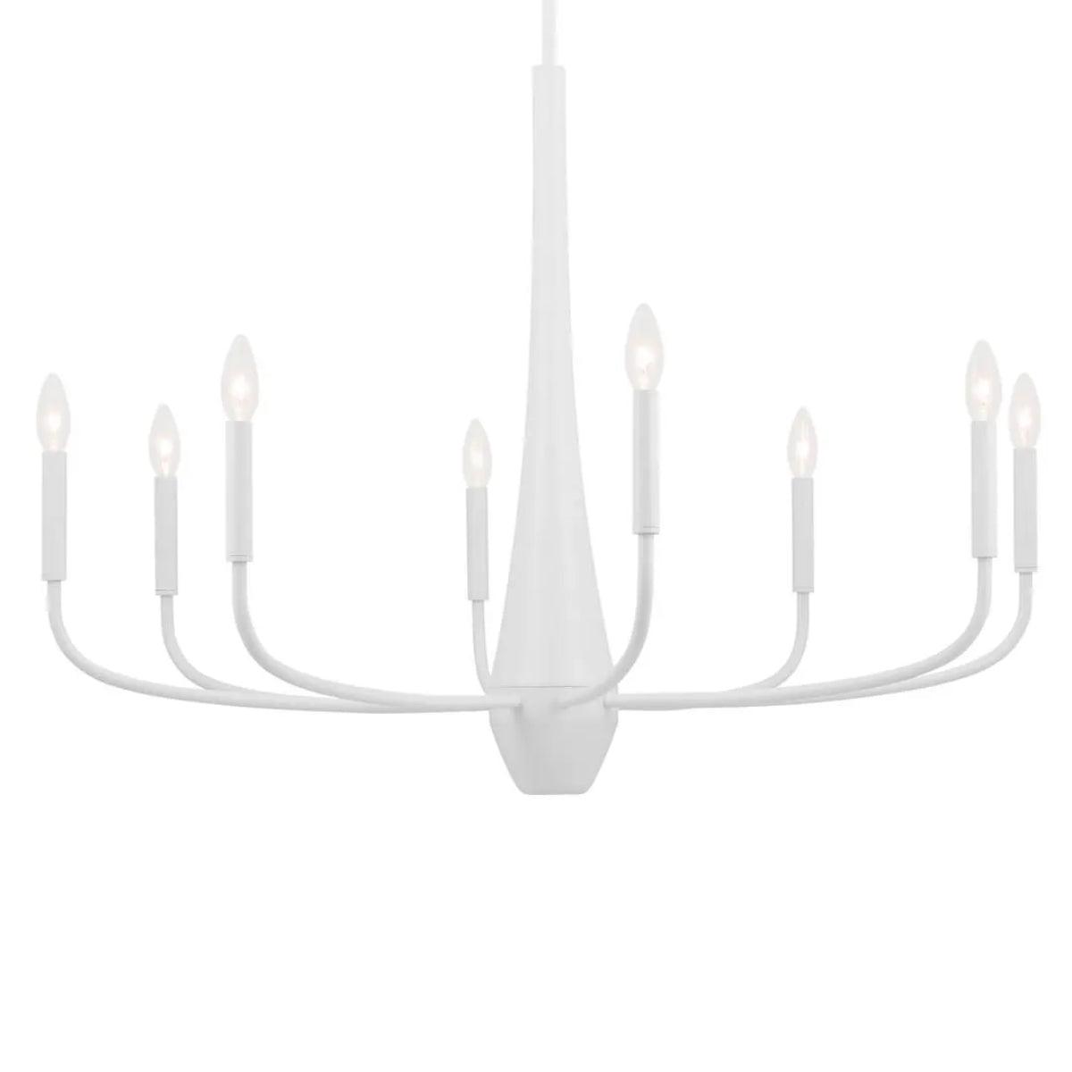 Deela 36" 8-Light Chandelier 1-Tier, White Finish - Bees Lighting