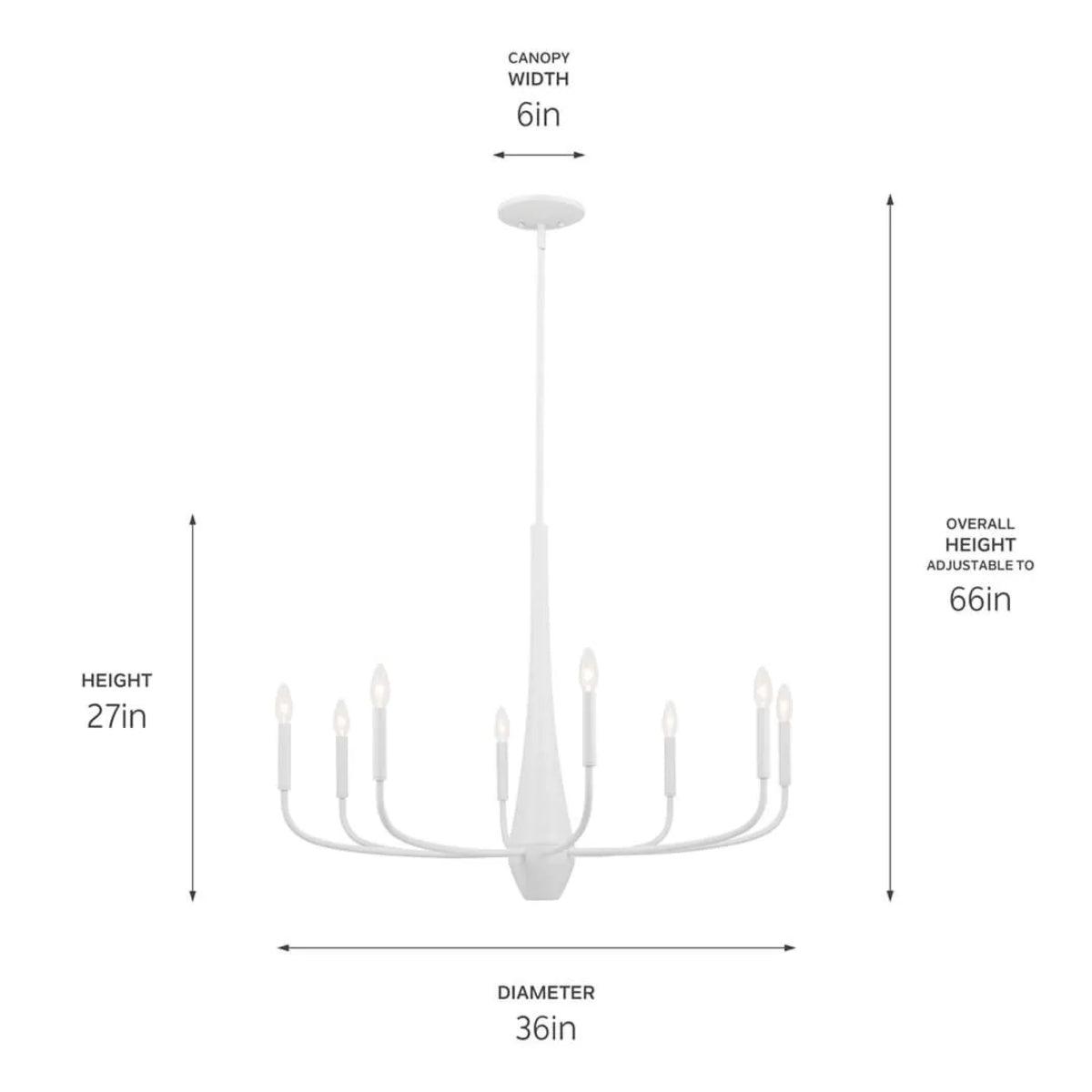 Deela 36" 8-Light Chandelier 1-Tier, White Finish - Bees Lighting