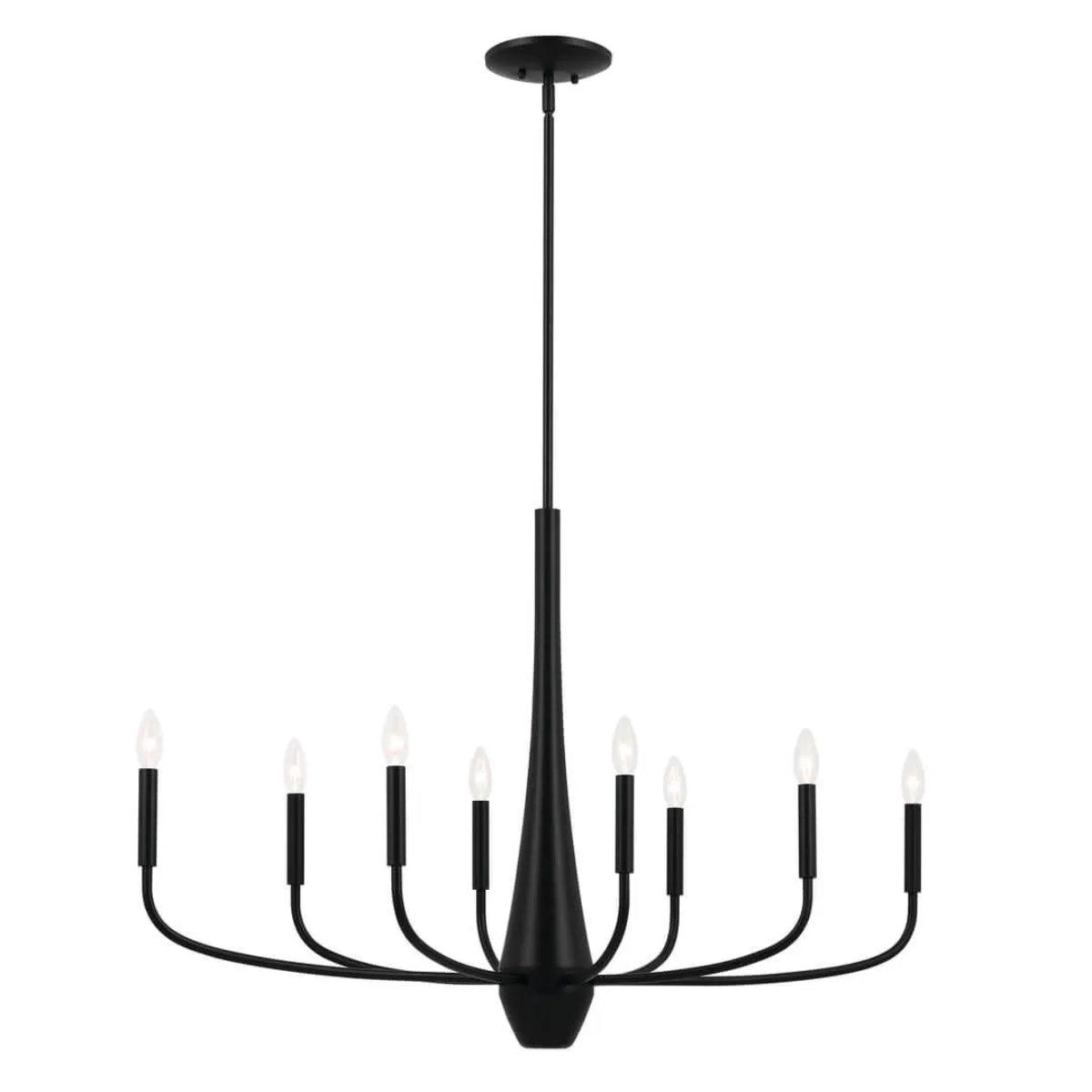 Deela 41" 8-Light Oval Chandelier 1-Tier, Black Finish - Bees Lighting