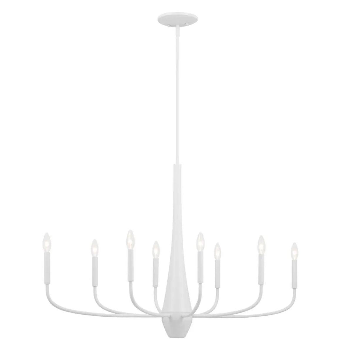 Deela 41" 8-Light Oval Chandelier 1-Tier, White Finish - Bees Lighting