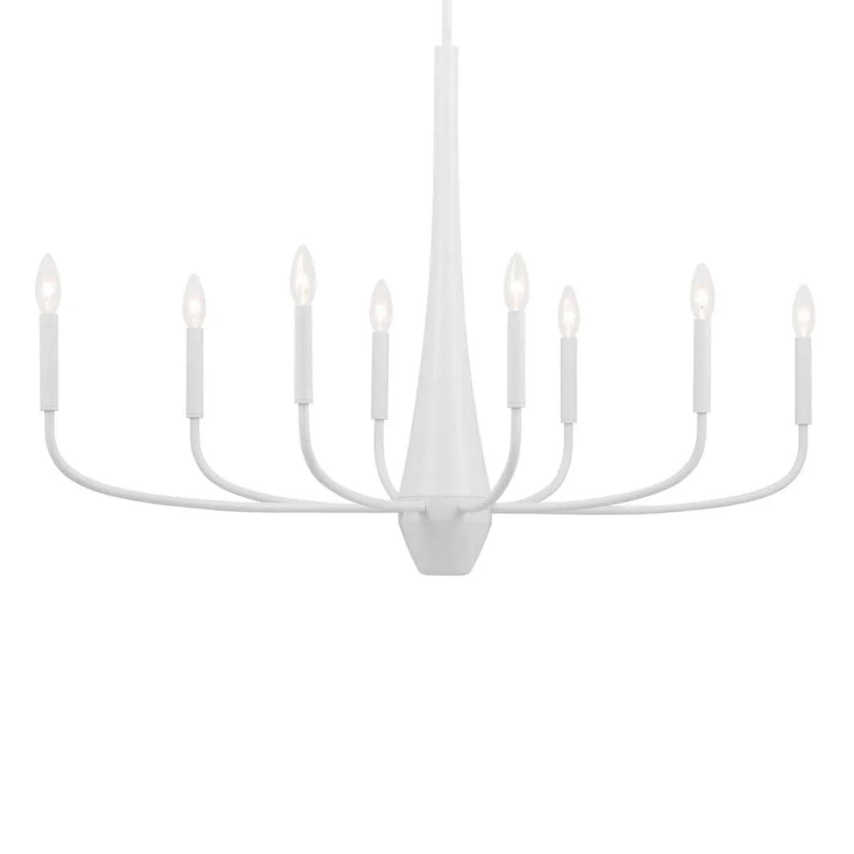 Deela 41" 8-Light Oval Chandelier 1-Tier, White Finish - Bees Lighting