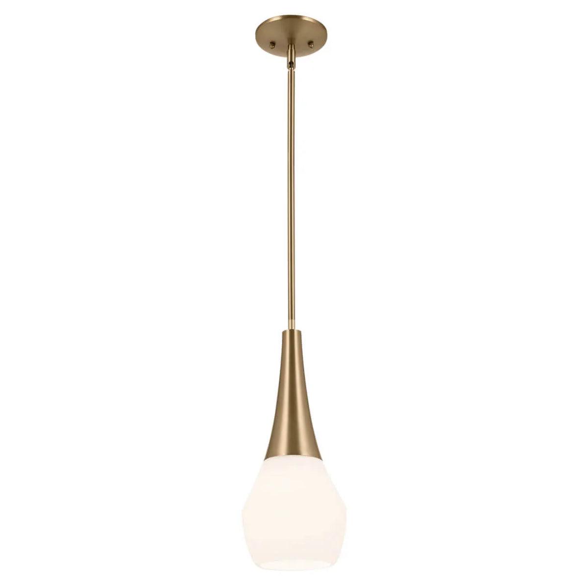 Deela 17" 1-Light Pendant Light with Satin Etched Cased Opal Glass, Champagne Bronze Finish - Bees Lighting