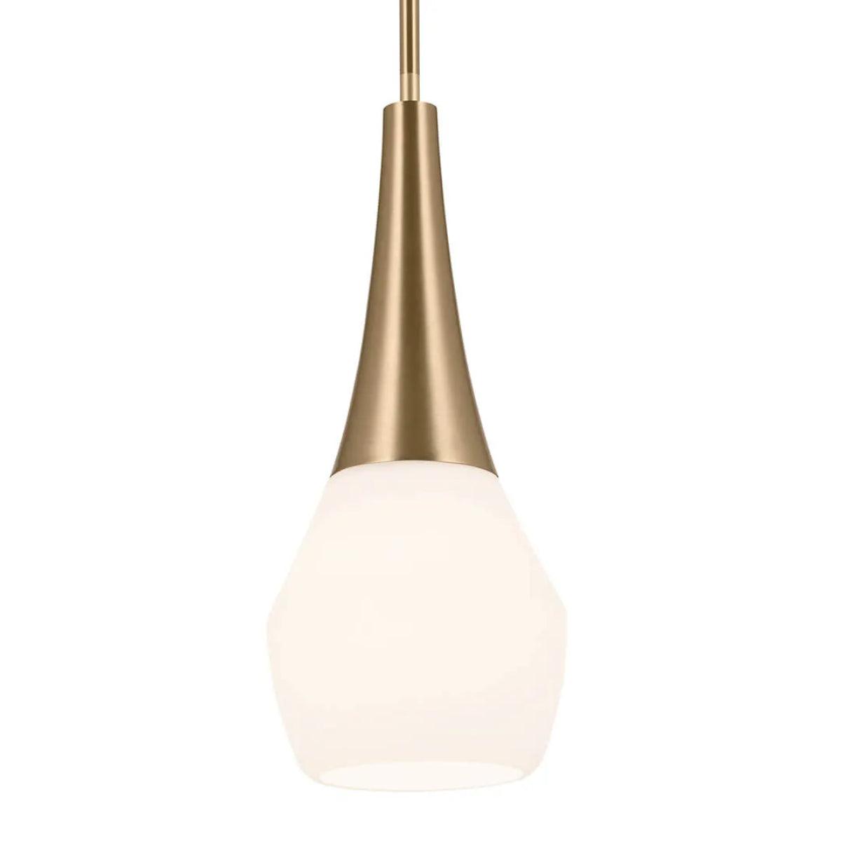 Deela 17" 1-Light Pendant Light with Satin Etched Cased Opal Glass, Champagne Bronze Finish - Bees Lighting