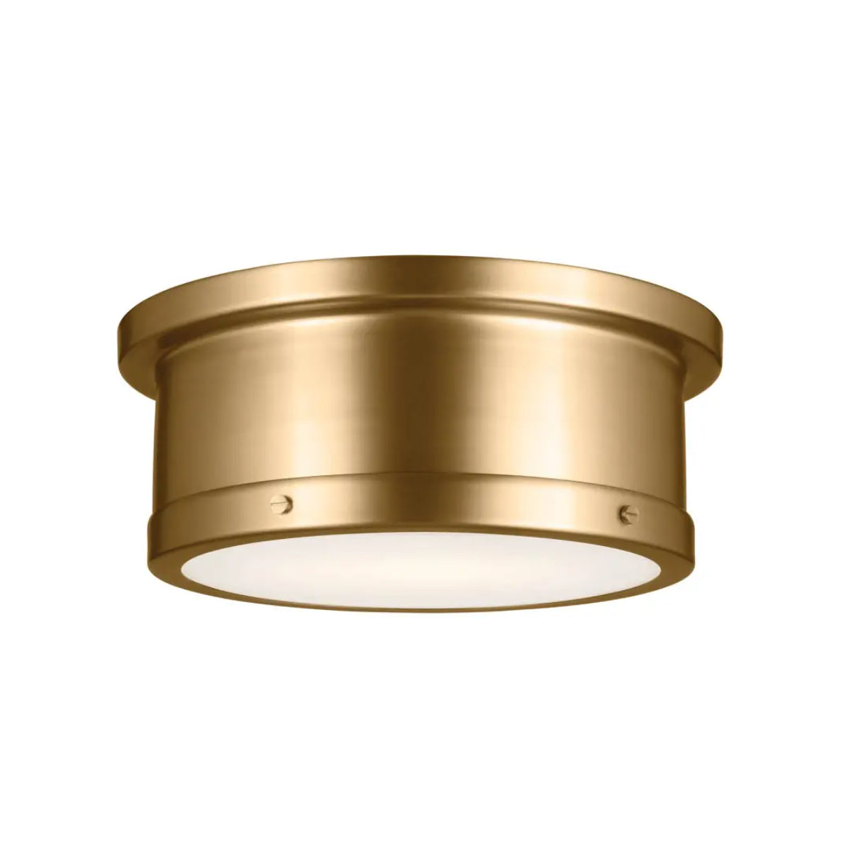 Serca 14" 2-Light Flush Mount Light, Brushed Natural Brass Finish