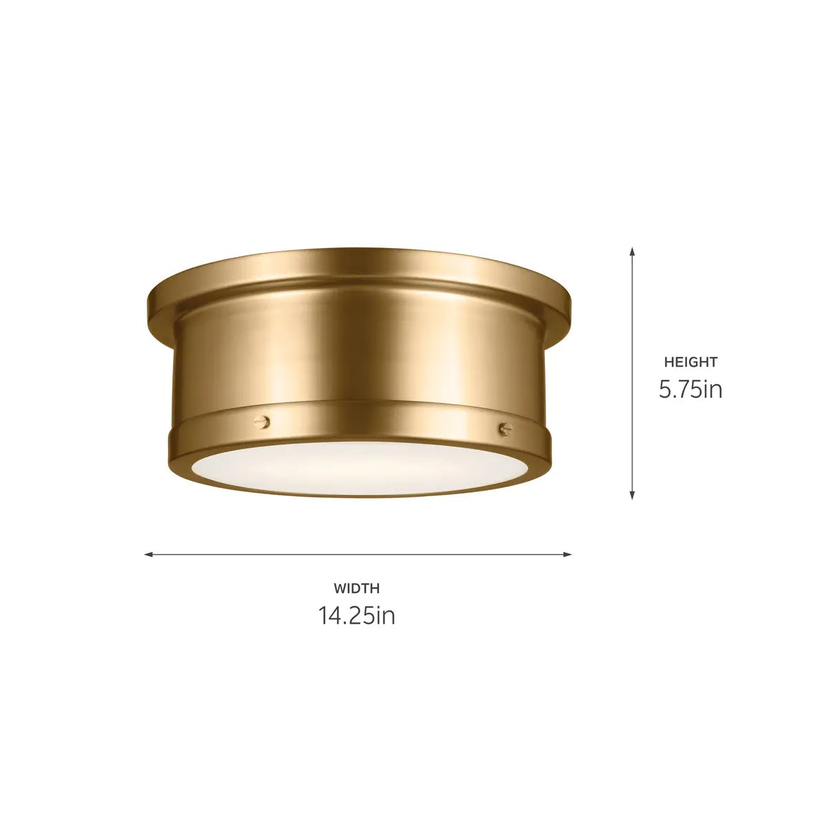 Serca 14" 2-Light Flush Mount Light, Brushed Natural Brass Finish - Bees Lighting