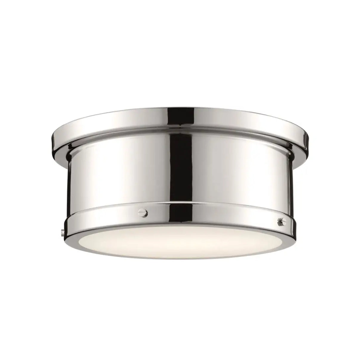 Serca 14" 2-Light Flush Mount Light, Polished Nickel Finish - Bees Lighting