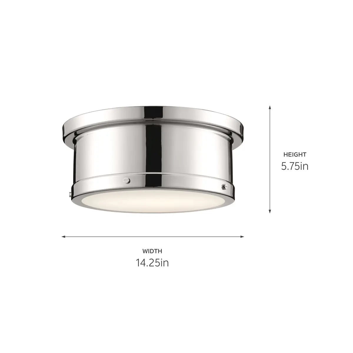 Serca 14" 2-Light Flush Mount Light, Polished Nickel Finish - Bees Lighting