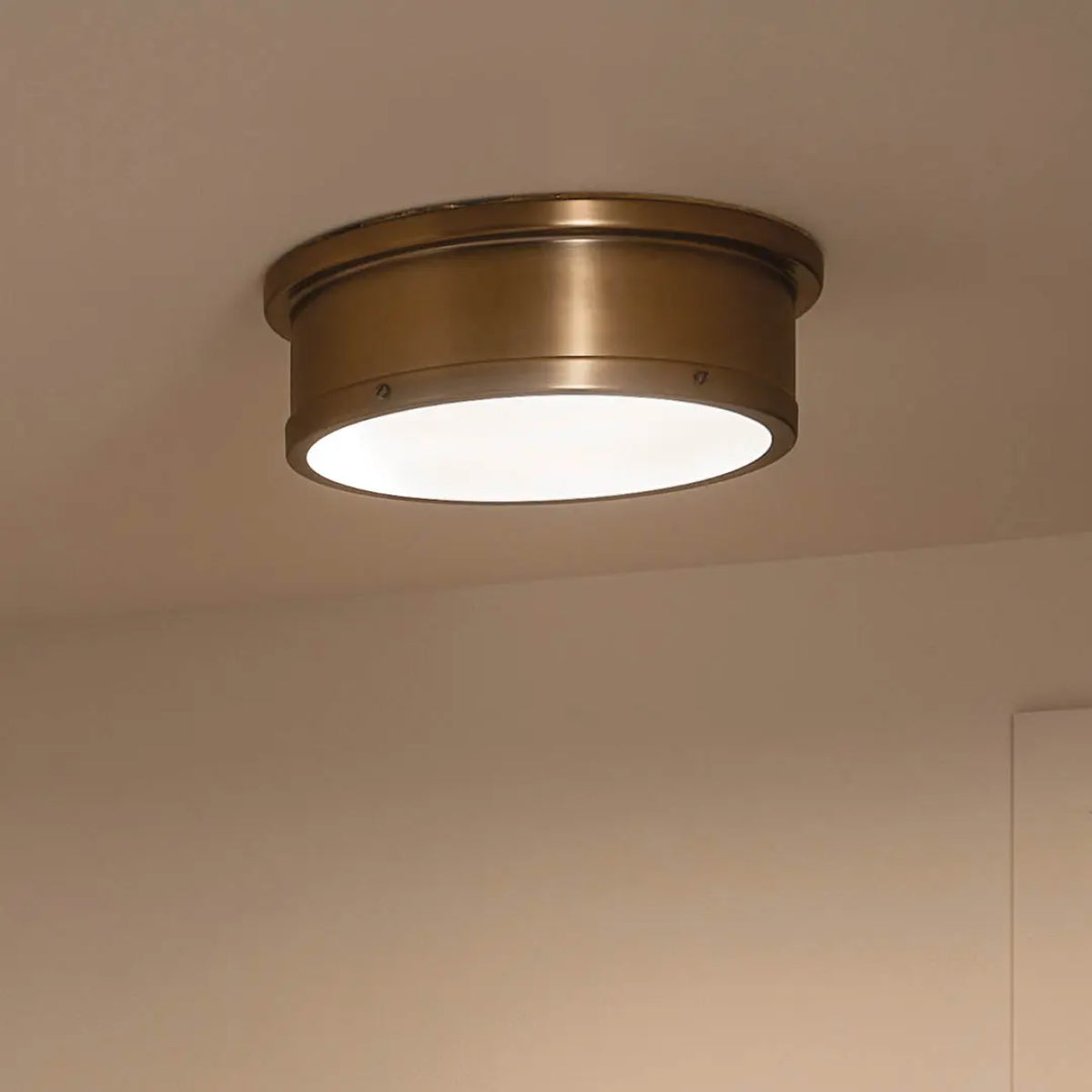 Serca 18" 3-Light Flush Mount Light, Brushed Natural Brass Finish - Bees Lighting