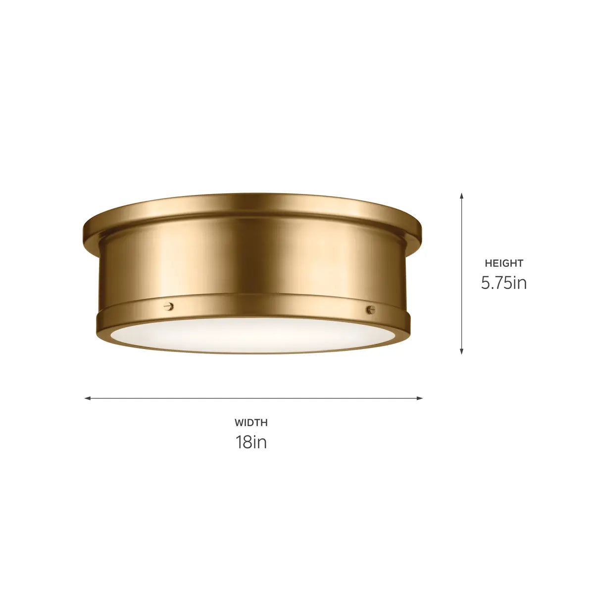 Serca 18" 3-Light Flush Mount Light, Brushed Natural Brass Finish - Bees Lighting