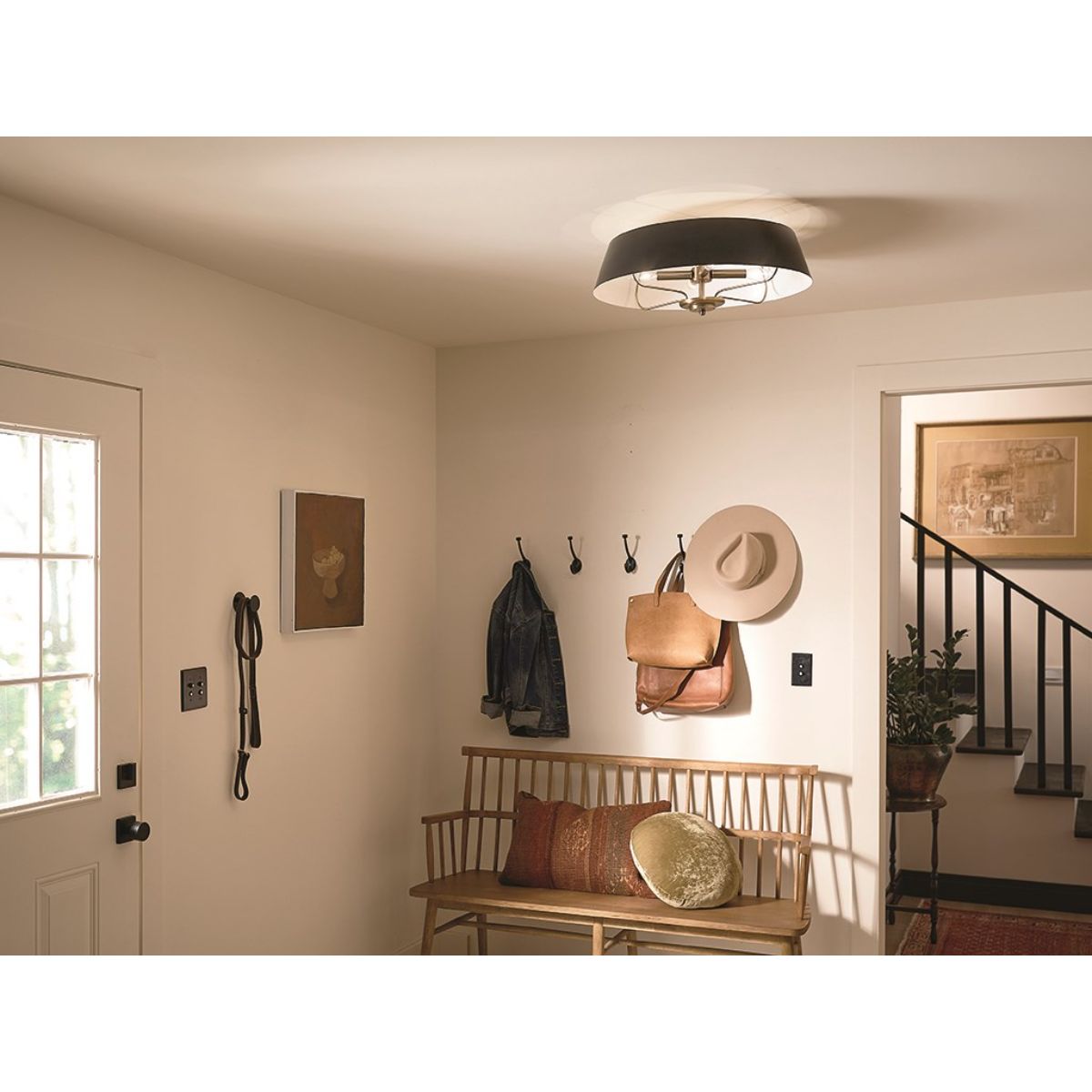 Luella 22 in. 4 Lights Convertible Pendant/Semi Flush Mount Light Black finish