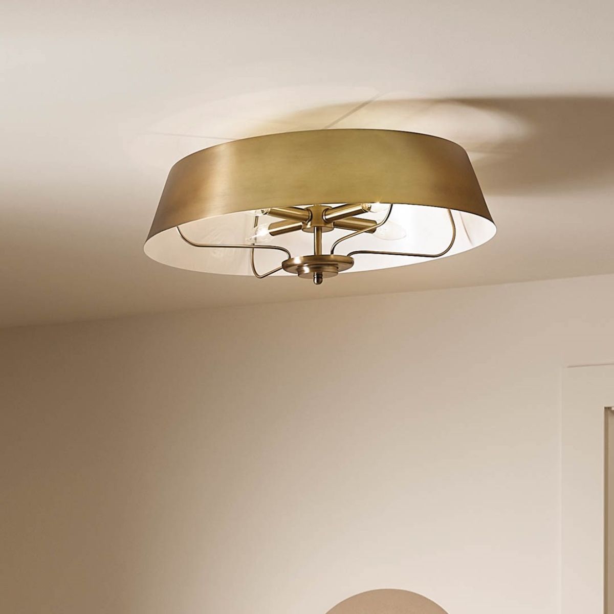 Luella 22 in. 4 Lights Convertible Pendant/Semi Flush Mount Light Brushed Brass finish