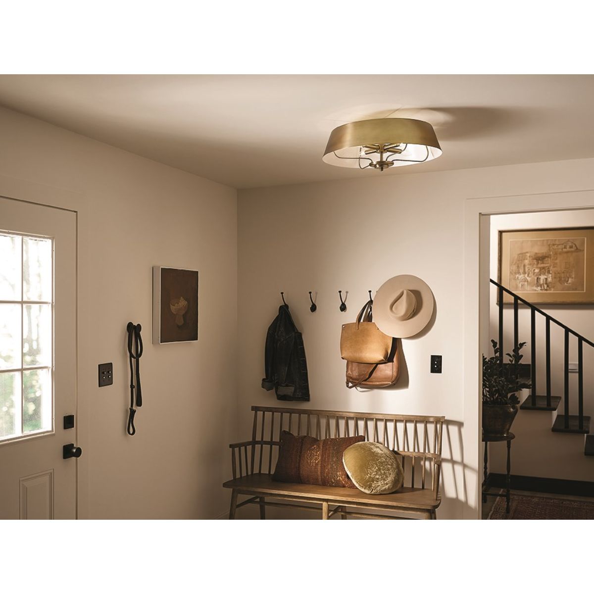 Luella 22 in. 4 Lights Convertible Pendant/Semi Flush Mount Light Brushed Brass finish