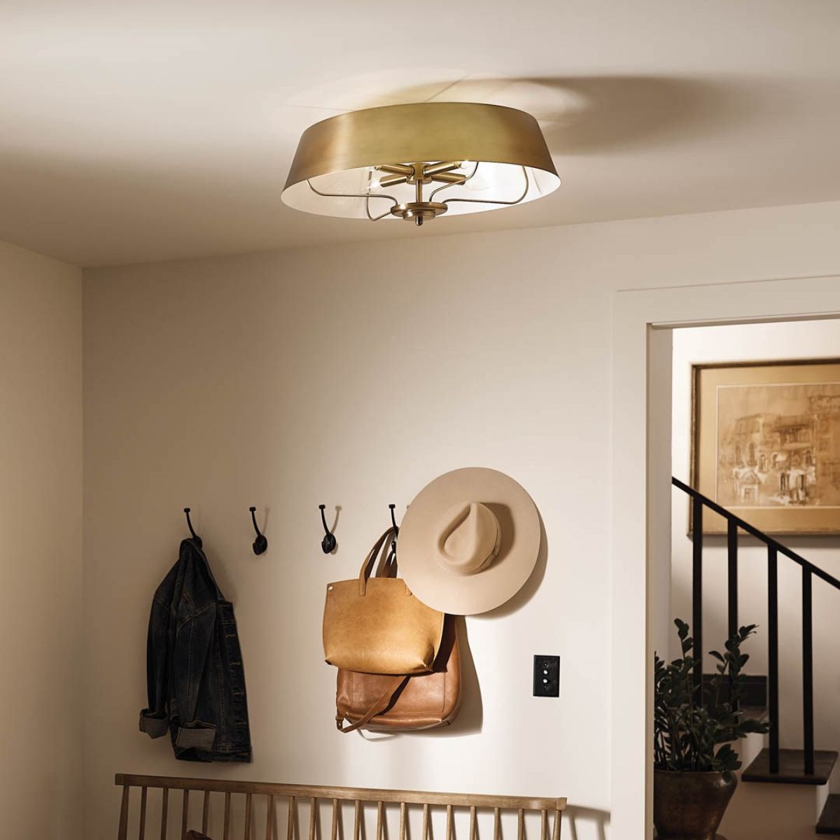 Luella 22 in. 4 Lights Convertible Pendant/Semi Flush Mount Light Brushed Brass finish