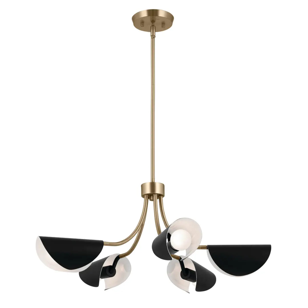 Arcus 29 in. 5 Lights Chandelier/Semi-flush Champagne Bronze Finish with Black shade - Bees Lighting