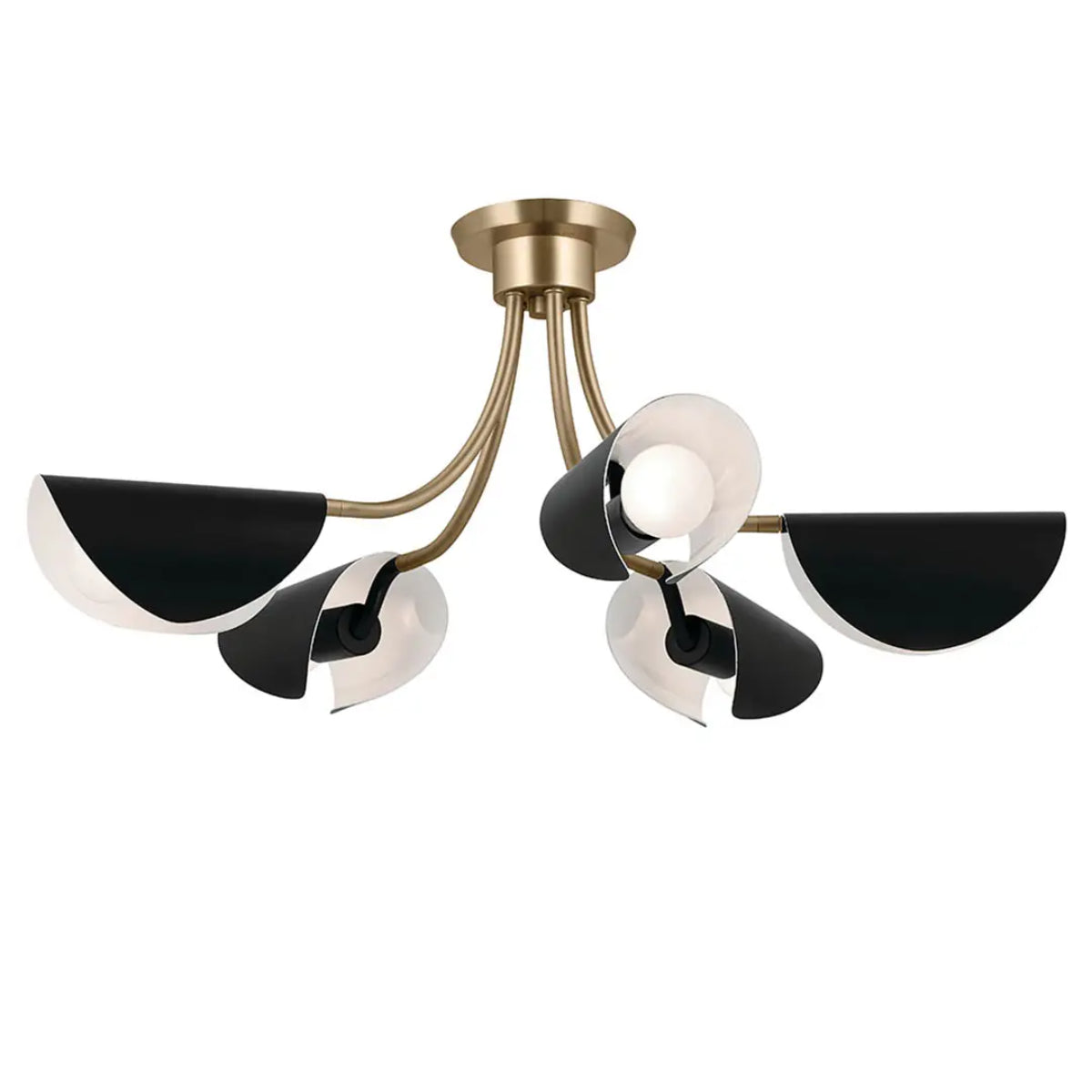 Arcus 29 in. 5 Lights Chandelier/Semi-flush Champagne Bronze Finish with Black shade - Bees Lighting