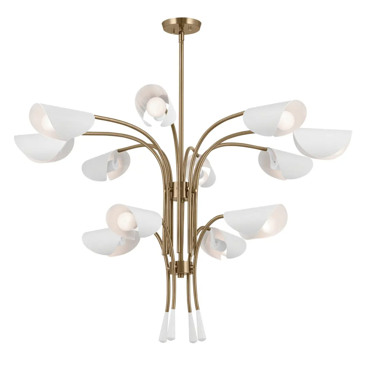 Arcus 46 in. 12 Lights Chandelier Champagne Bronze Finish with White shade - Bees Lighting