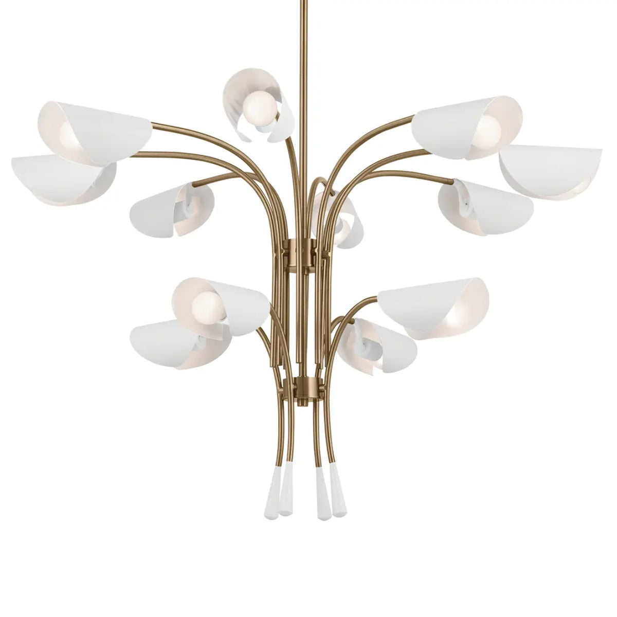 Arcus 46 in. 12 Lights Chandelier Champagne Bronze Finish with White shade - Bees Lighting