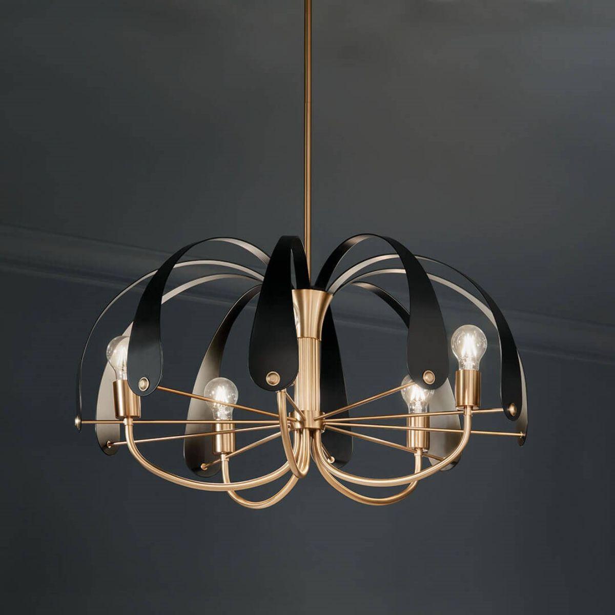 Petal 31 in. 5 Lights Chandelier Champagne Bronze and Black Finish - Bees Lighting