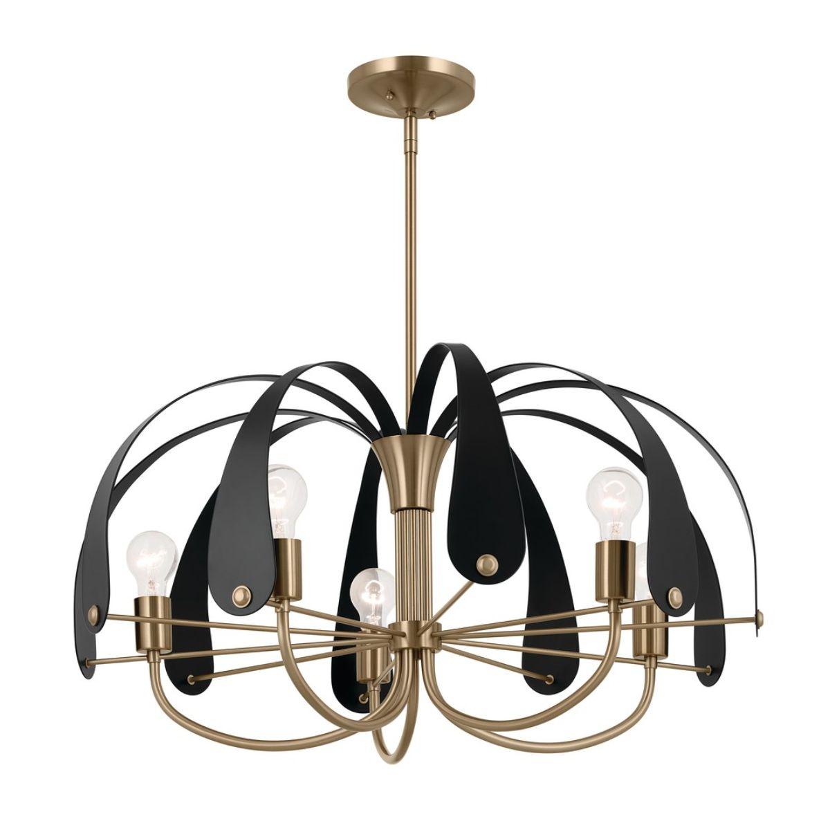 Petal 31 in. 5 Lights Chandelier Champagne Bronze and Black Finish - Bees Lighting