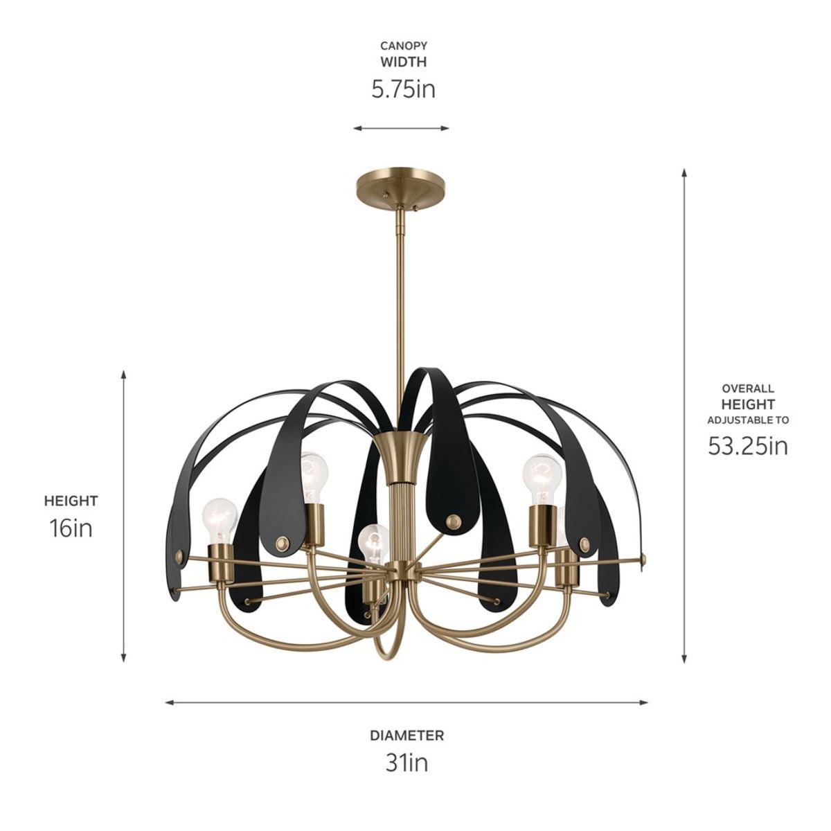 Petal 31 in. 5 Lights Chandelier Champagne Bronze and Black Finish - Bees Lighting