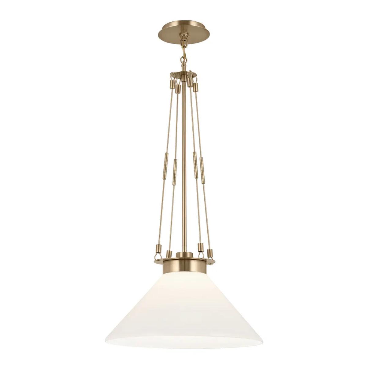 Albers 31" 1-Light Cone Pendant Light with Opal Glass, Champagne Bronze Finish