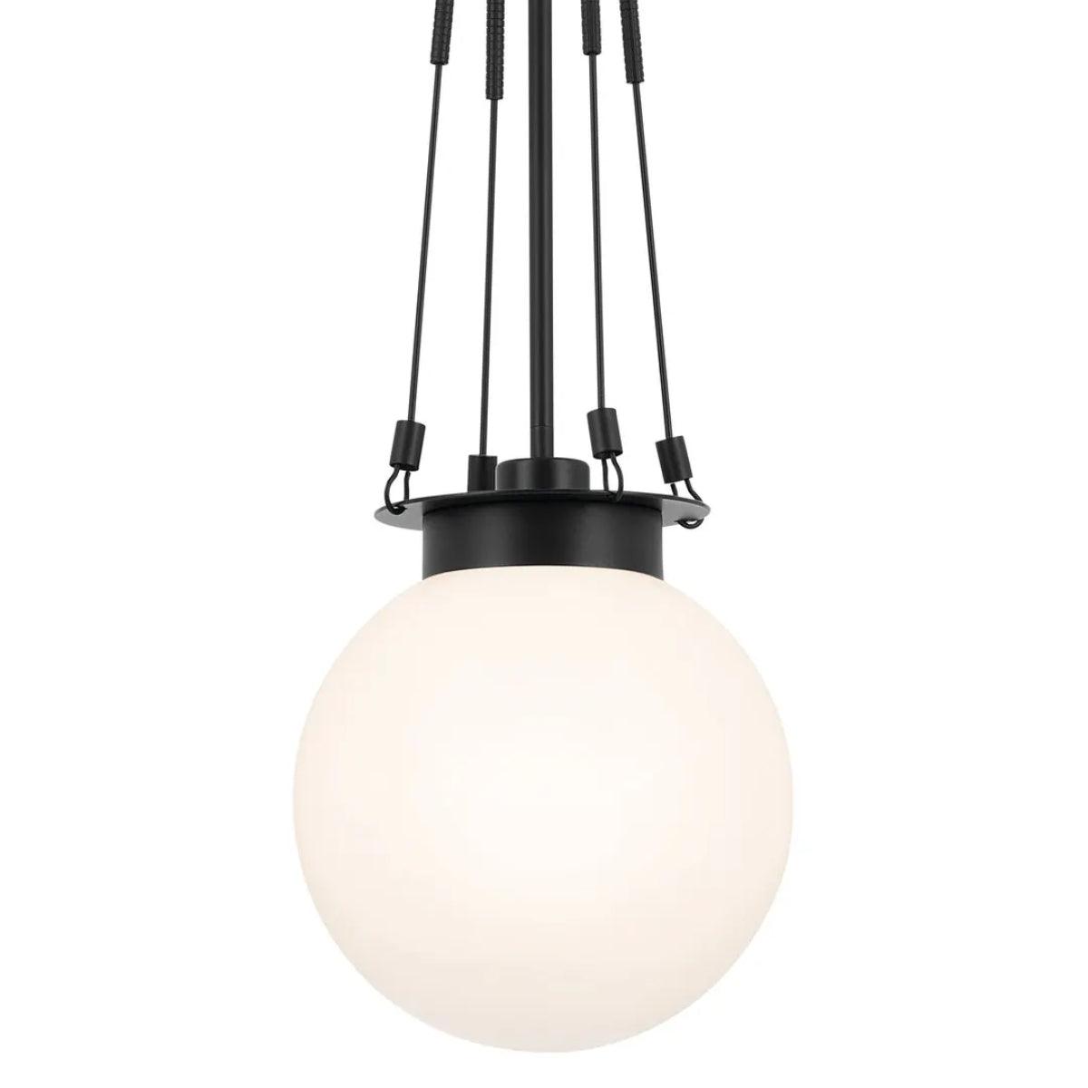 Albers 33" 1-Light Globe Pendant Light with Opal Glass, Black Finish - Bees Lighting