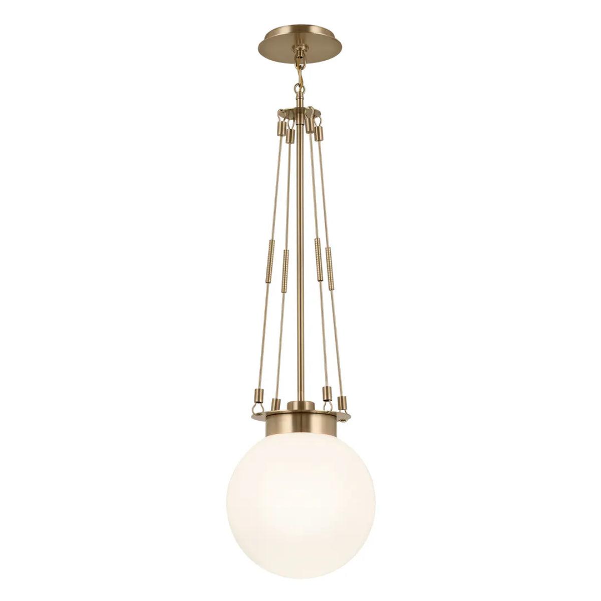 Albers 33" 1-Light Globe Pendant Light with Opal Glass, Champagne Bronze Finish - Bees Lighting