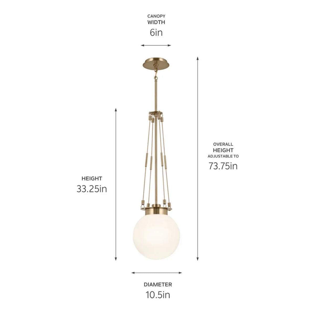 Albers 33" 1-Light Globe Pendant Light with Opal Glass, Champagne Bronze Finish - Bees Lighting