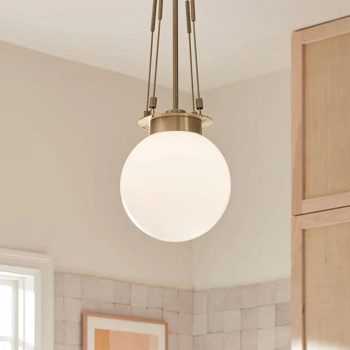 Albers 33" 1-Light Globe Pendant Light with Opal Glass, Champagne Bronze Finish - Bees Lighting