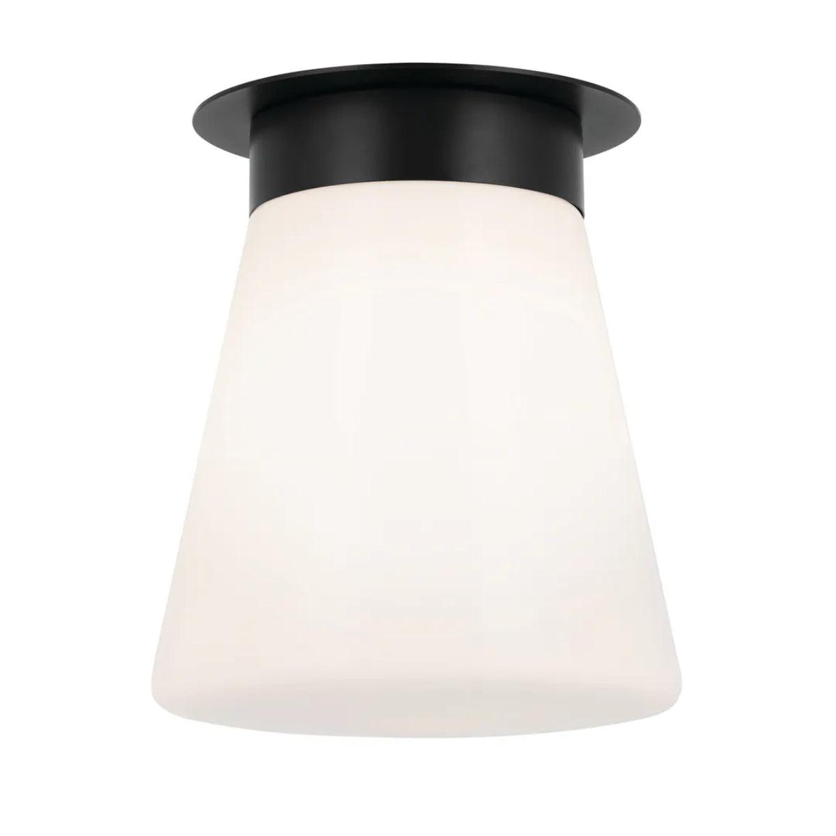 Albers 10" 1-Light Cone Flush Mount Light with Opal Glass, Black Finish