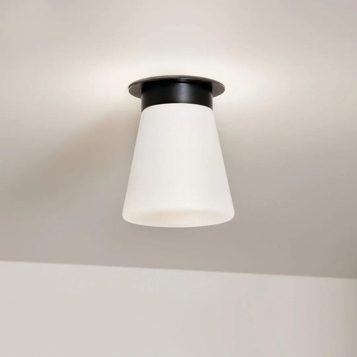 Albers 10" 1-Light Cone Flush Mount Light with Opal Glass, Black Finish