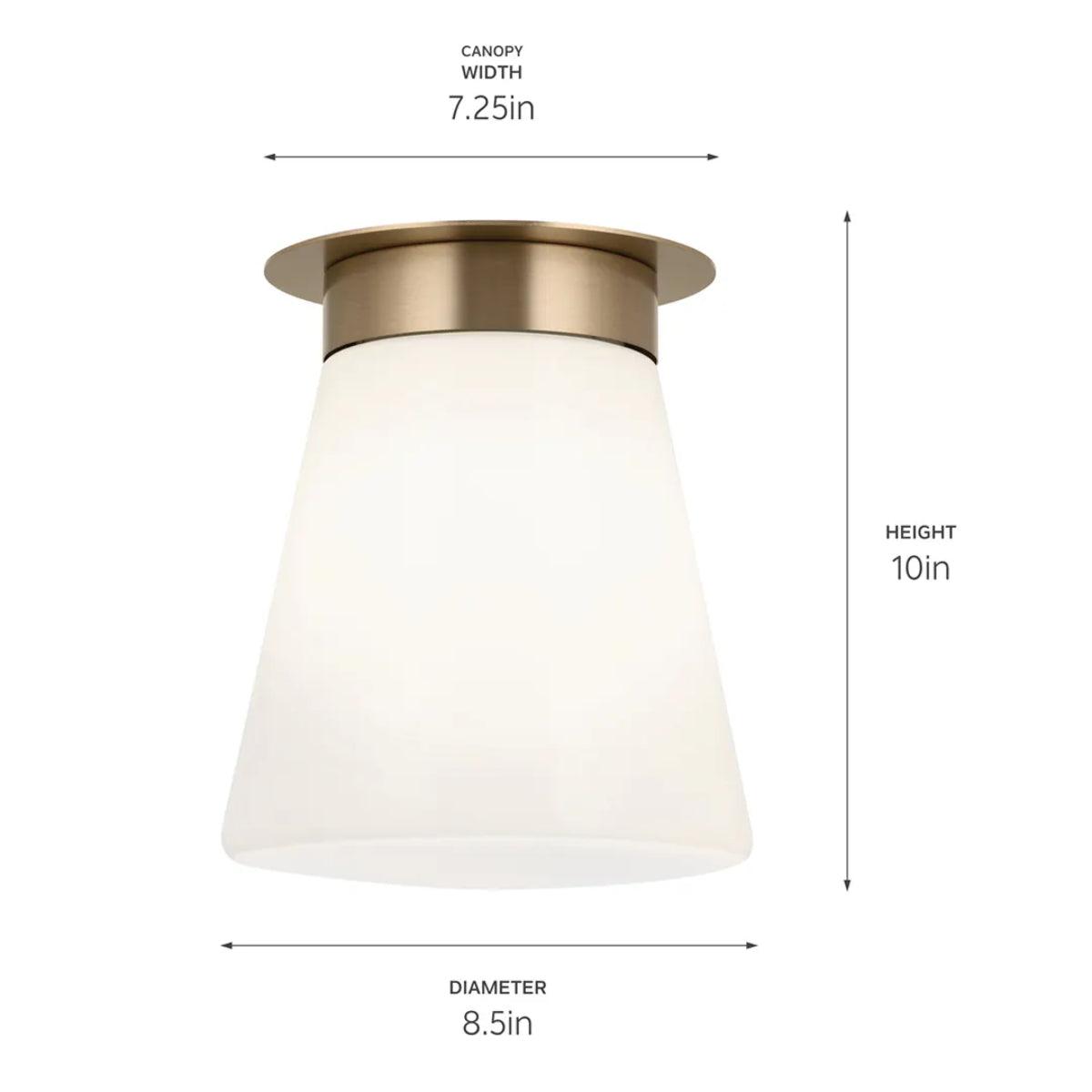 Albers 10" 1-Light Cone Flush Mount Light with Opal Glass, Champagne Bronze Finish - Bees Lighting