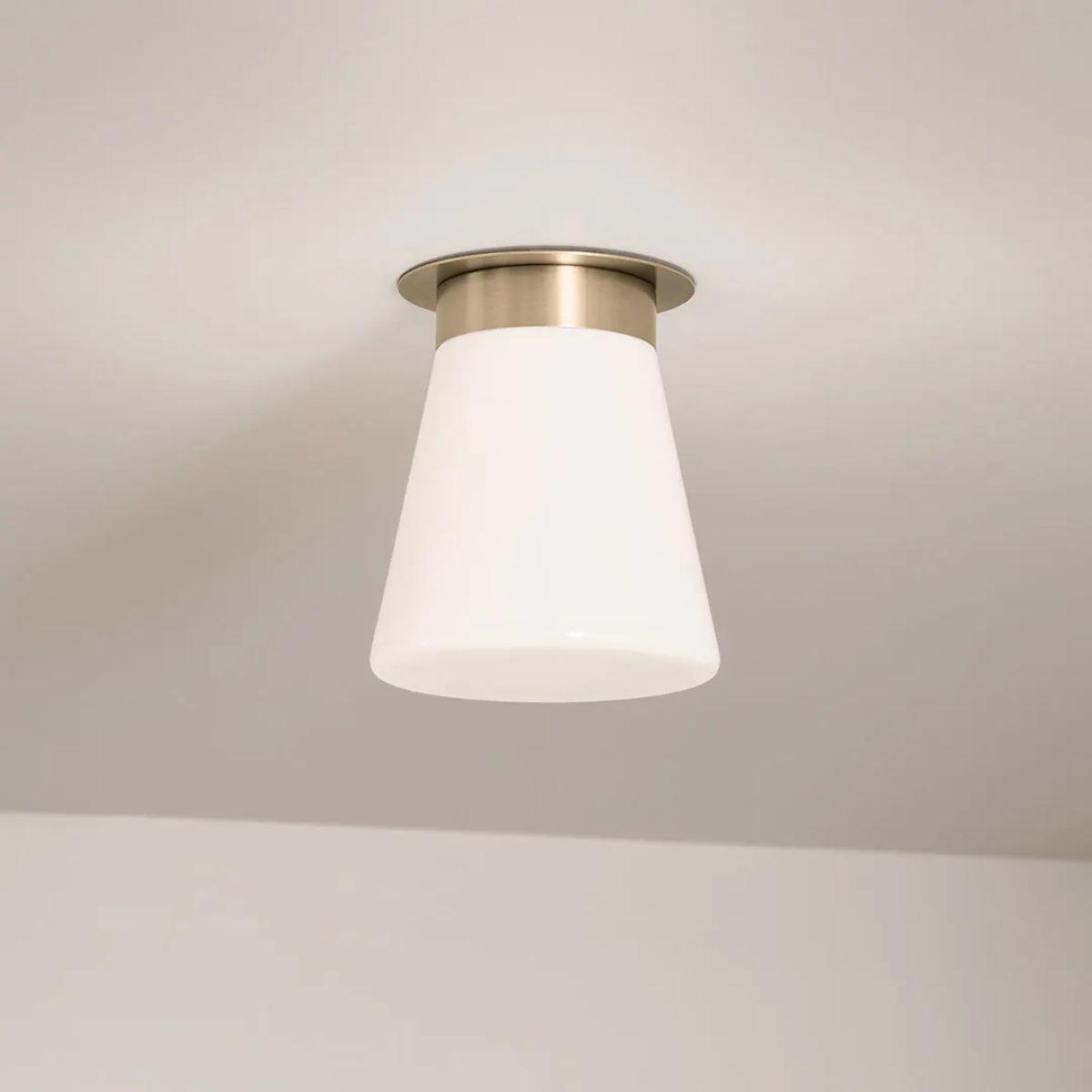 Albers 10" 1-Light Cone Flush Mount Light with Opal Glass, Champagne Bronze Finish