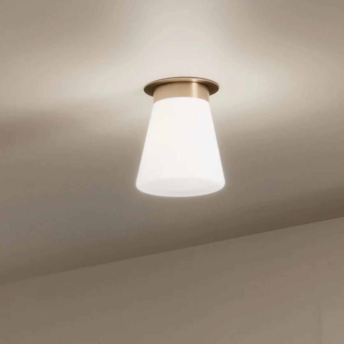 Albers 10" 1-Light Cone Flush Mount Light with Opal Glass, Champagne Bronze Finish - Bees Lighting