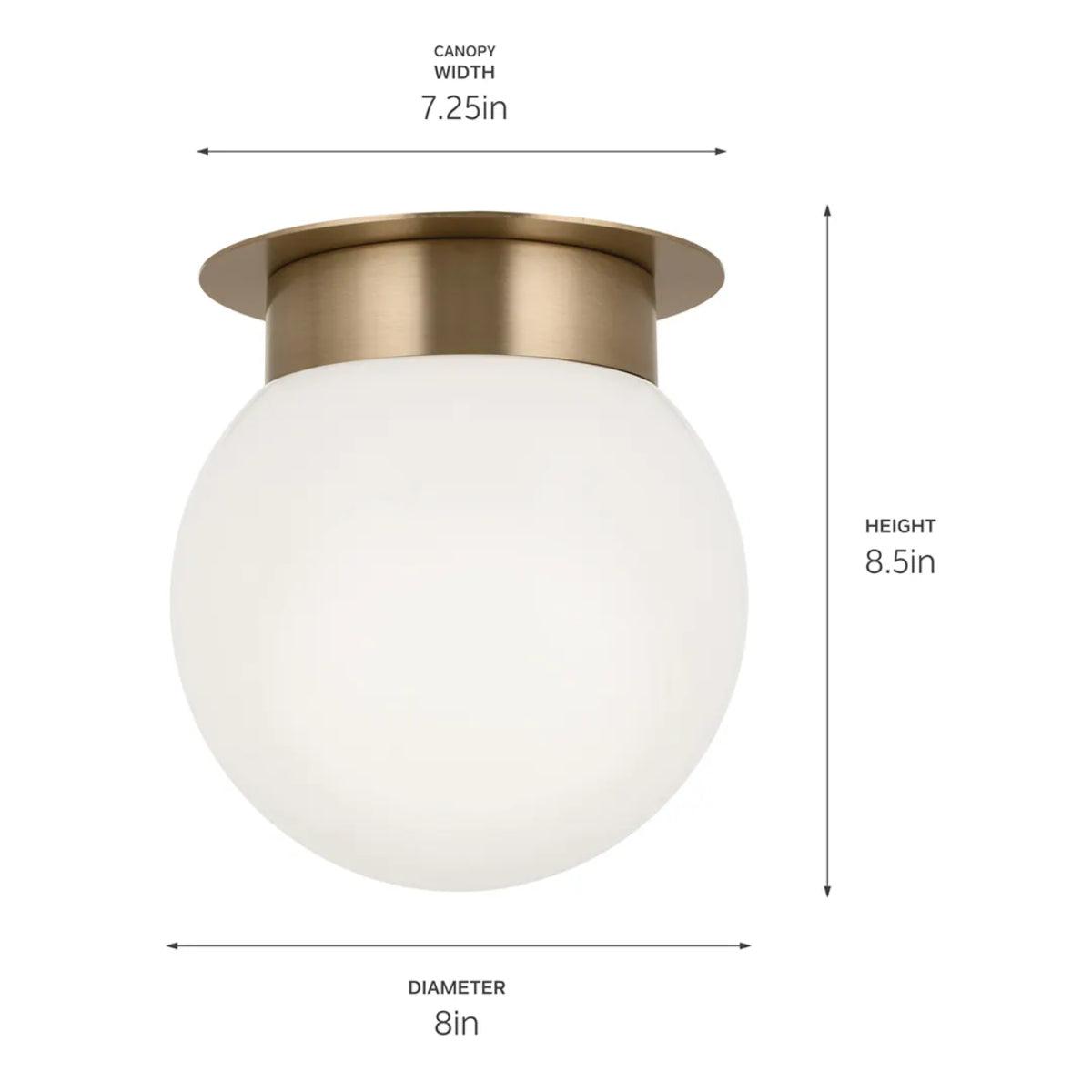 Albers 9" 1-Light Globe Flush Mount Light with Opal Glass, Champagne Bronze Finish