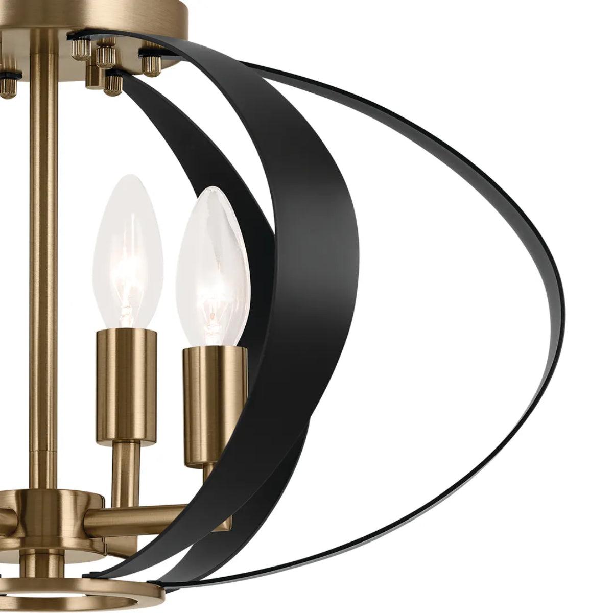 Cecil 18" 4-Light Flush Mount Light, Black and Champagne Bronze Finish - Bees Lighting